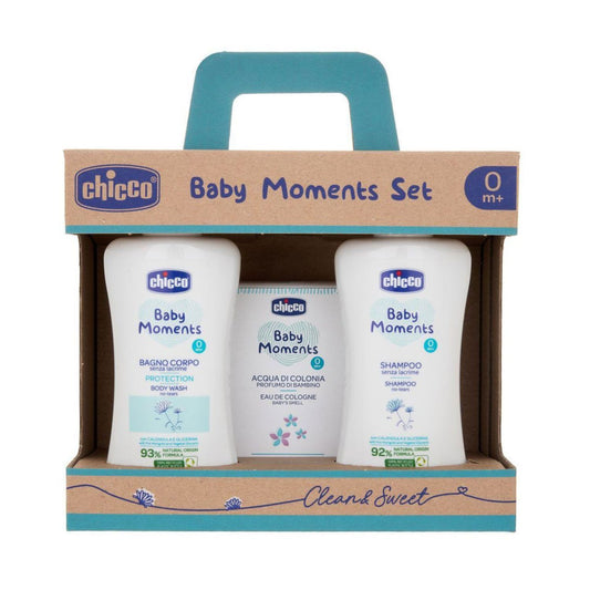 Chicco - Baby Moments Set Clean&Sweet Bagnoschiuma Shampoo Colonia 0m+