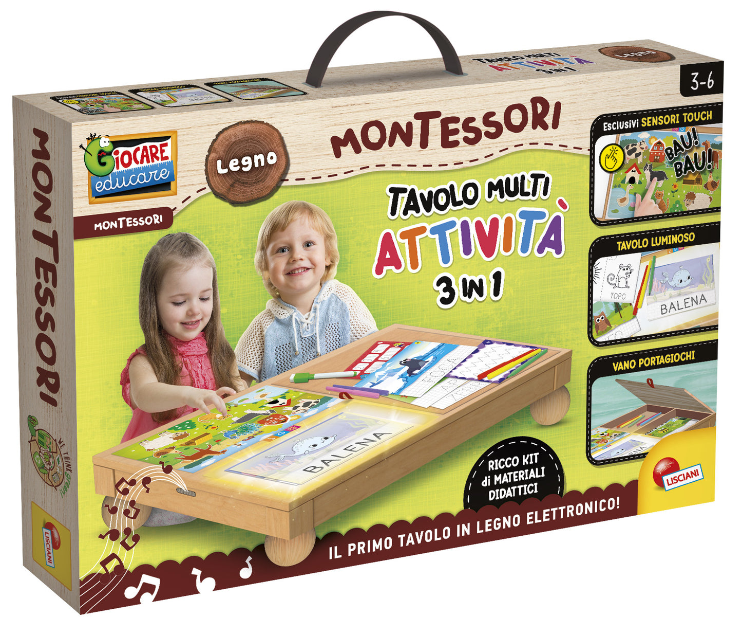 Lisciani - MONTESSORI LEGNO TAVOLO MULTI ATTIVITA' 