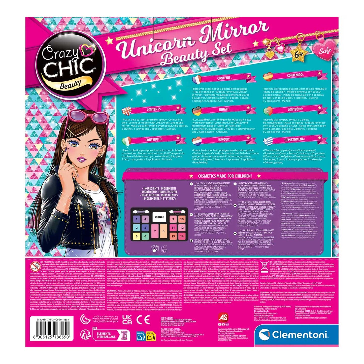 Clementoni - Crazy Chic Make Up Unicorn Mirror 18855