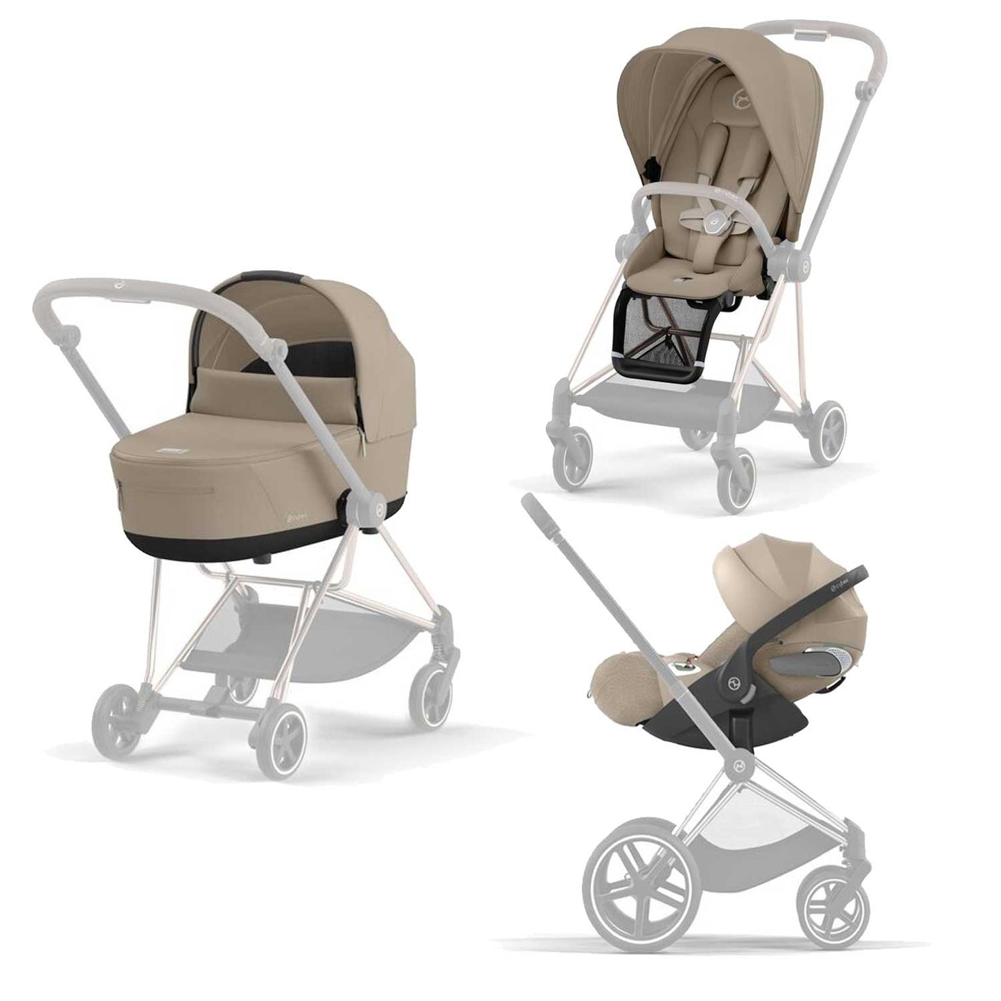 Cybex - Trio Mios: Seat Pack + Carrycot + Cloud T isize Car Seat + "Kit Mamma 2023" Case