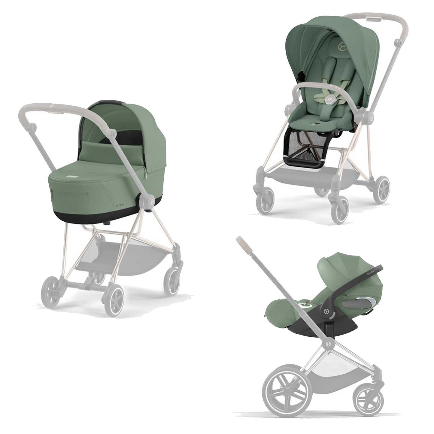 Cybex - Trio Mios: Seat Pack + Carrycot + Cloud T isize Car Seat + "Kit Mamma 2023" Case