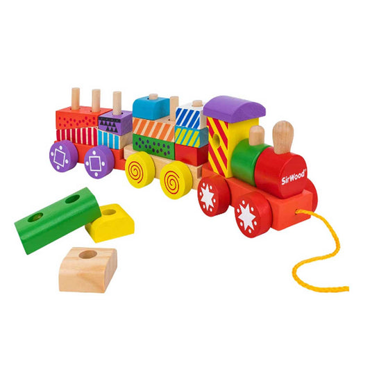 Globo - Wooden Rainbow Train with Constructions 39996