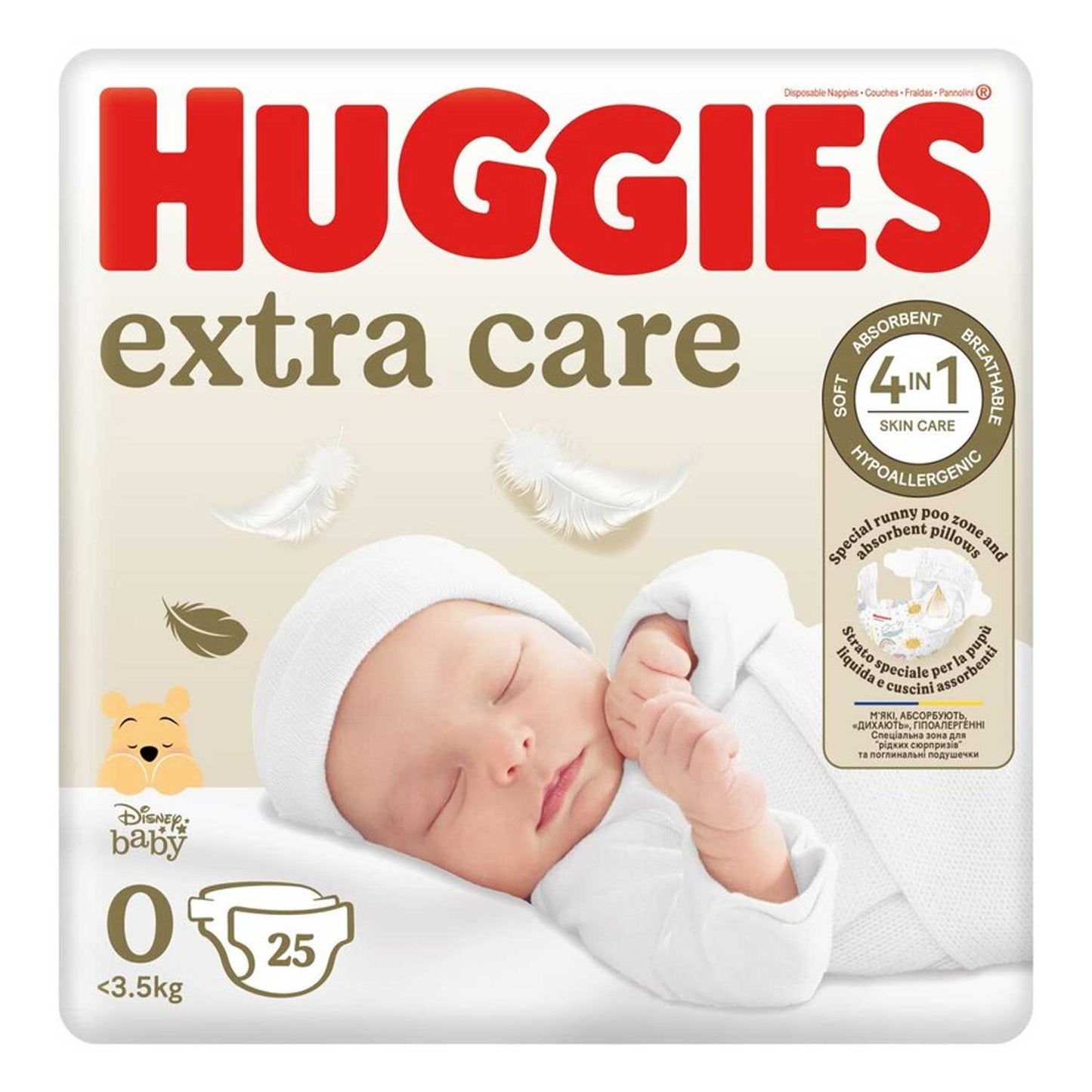 Huggies - Pannolini Extra Care Bebè Base Taglia 0 / 25 Pezzi