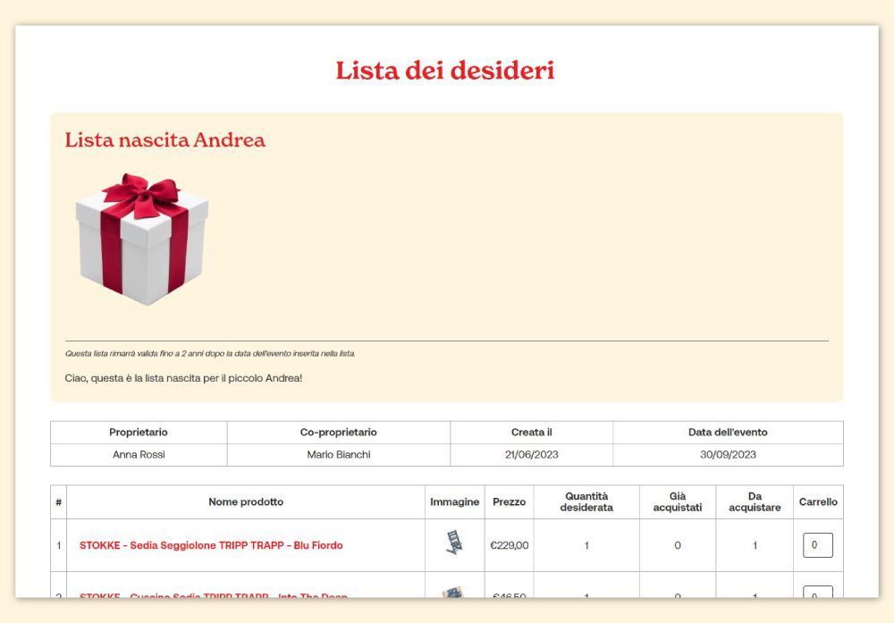 Liste regalo online – Iperbimbo