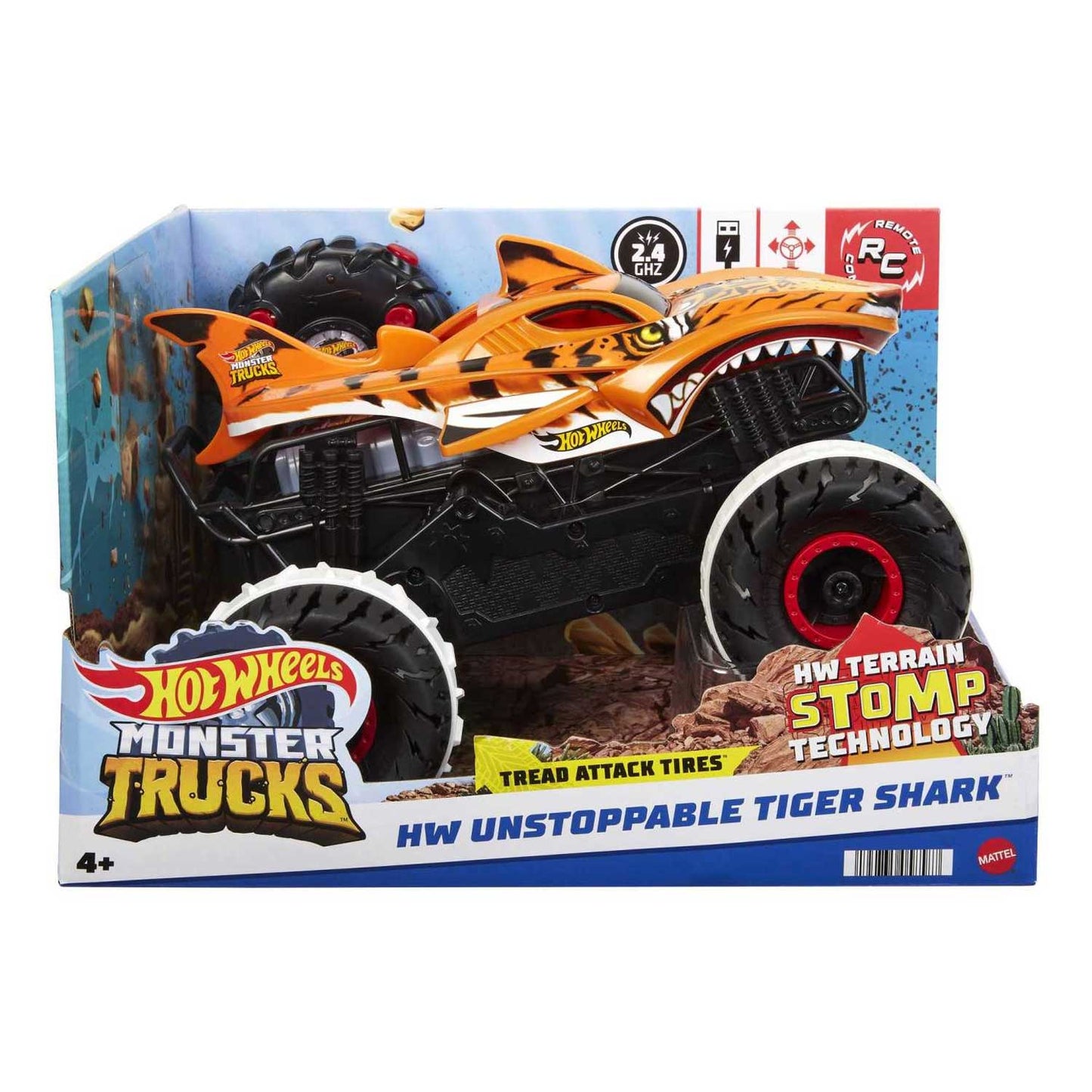 Mattel - Hot Wheels Monster Trucks TIGER SHARK l'Inarrestabile Veicolo Radiocomandato HGV87