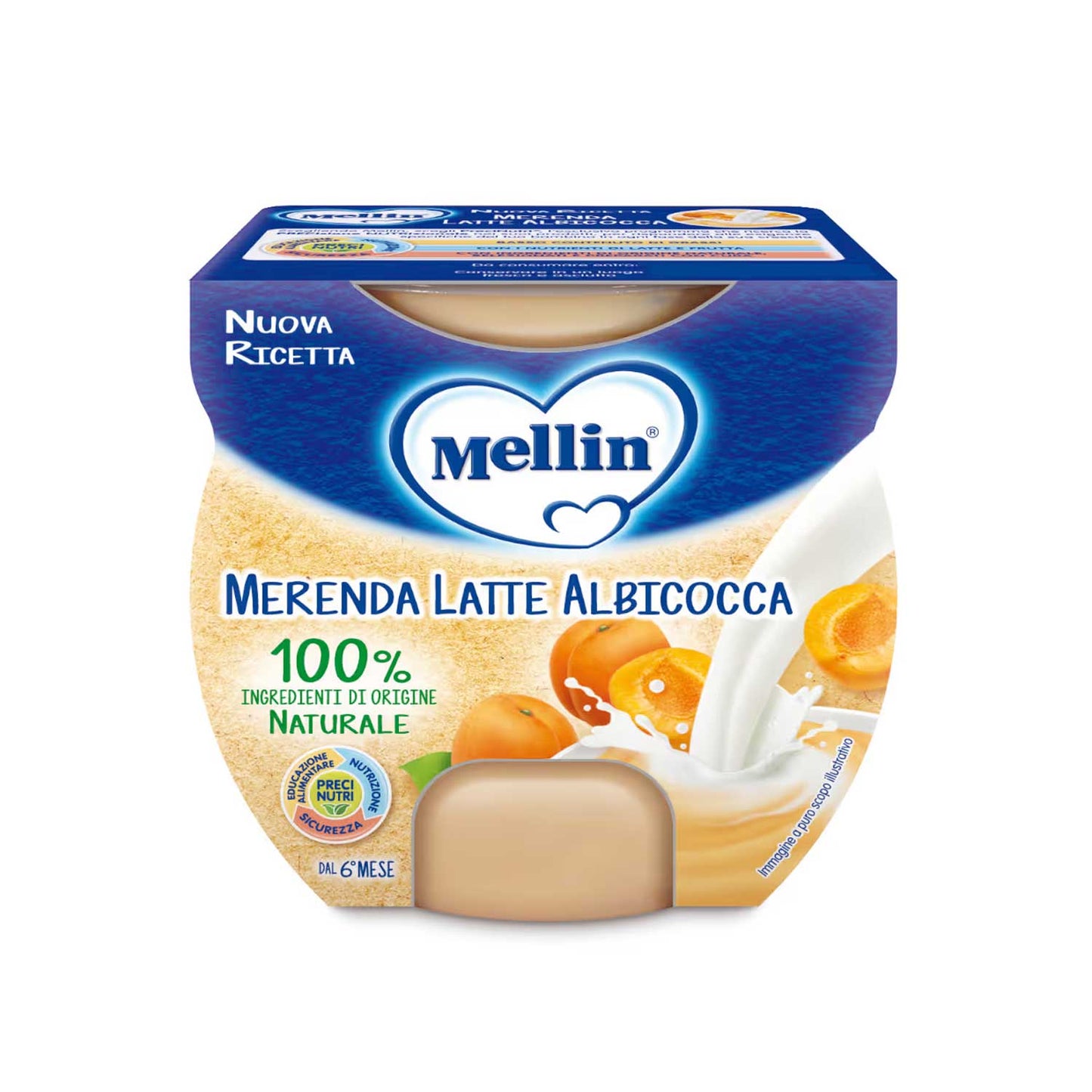 Mellin - Merenda Latte Albicocca: Confezione 2x100 gr