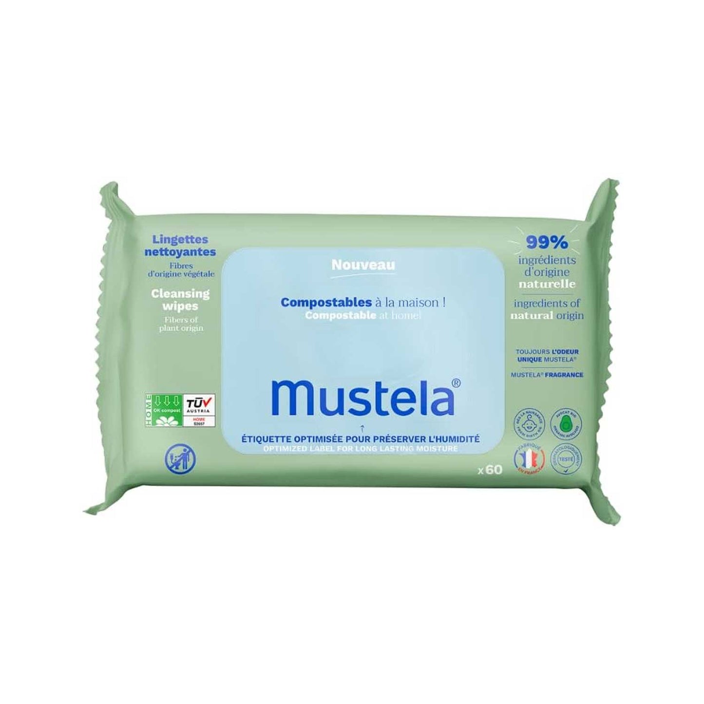 Mustela - Salviette Compostabili Profumate 60 Pezzi