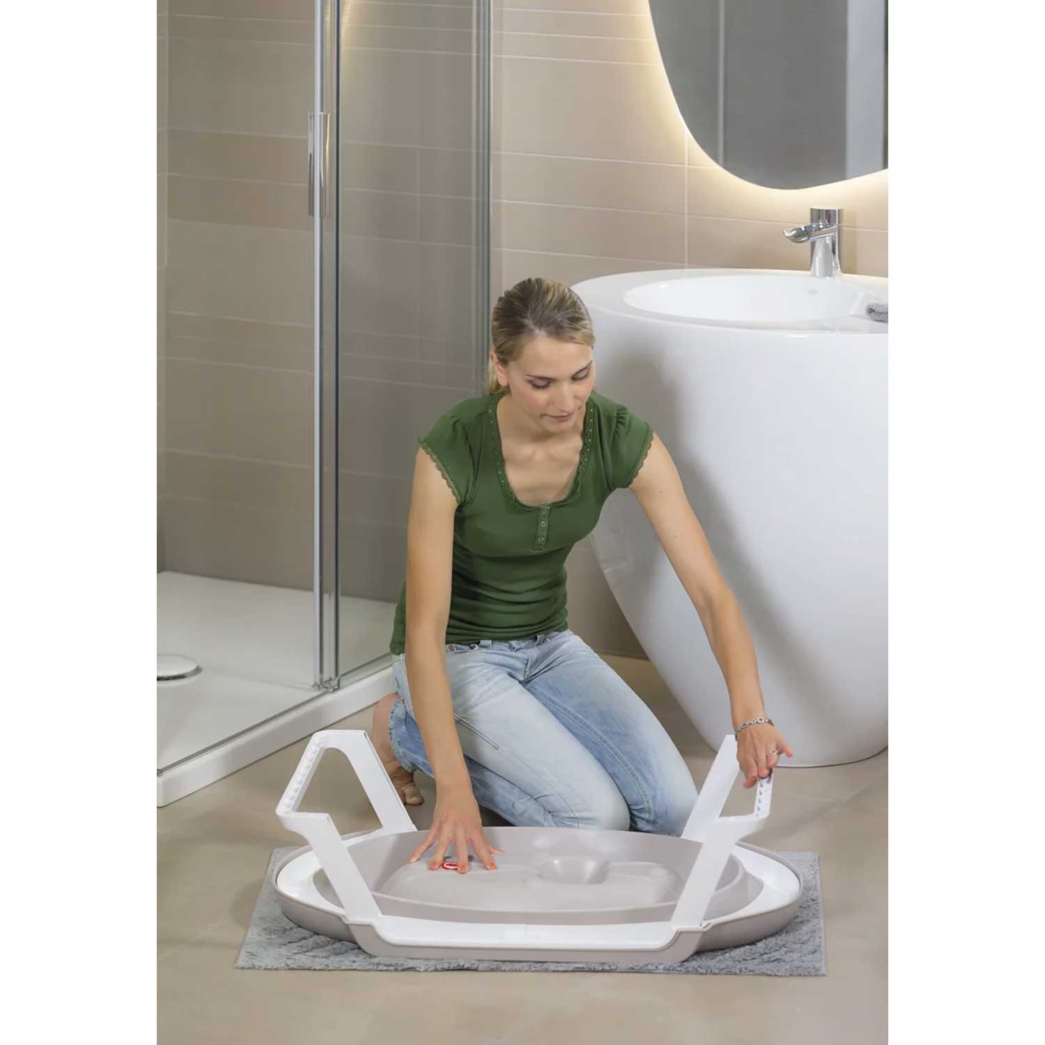 OKBABY Onda Slim Folding Baby Bath with support post, White : :  Baby Products
