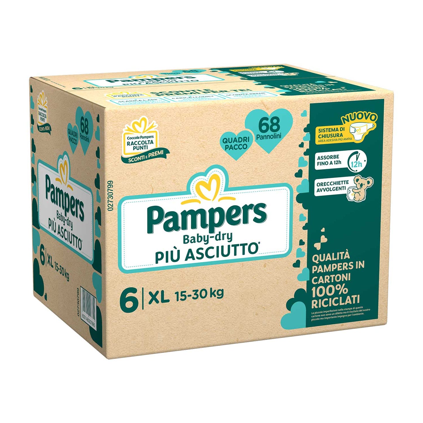 Pampers - Baby Dry Quadripack Taglia 6 Extralarge 68pz