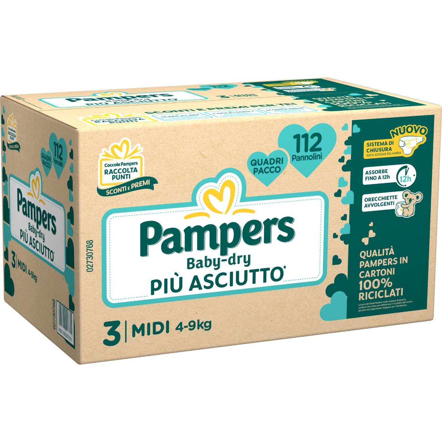 Pampers - Baby Dry Quadripack Taglia 3 Midi 112pz