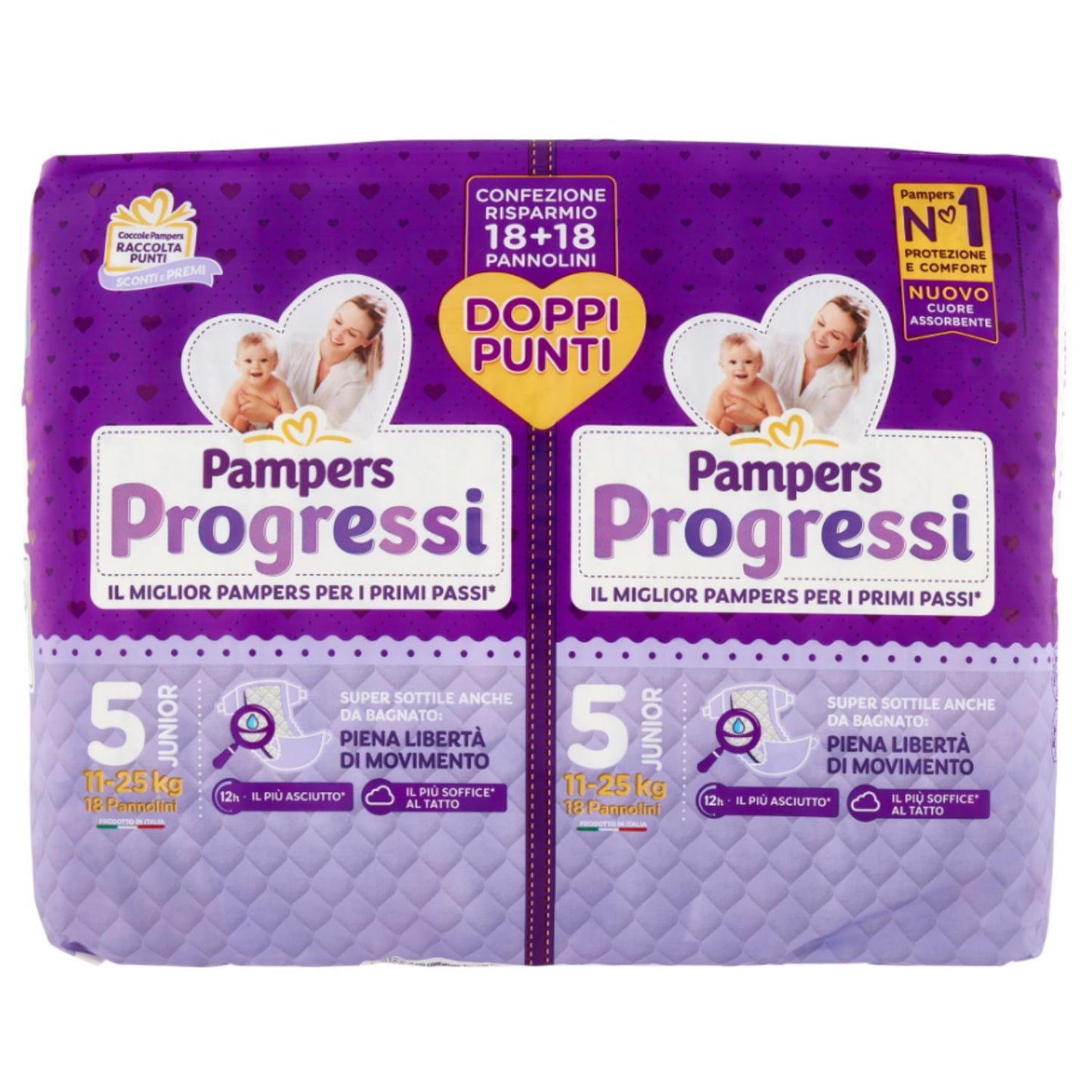 Pampers - Pannolini Progressi Pacco Doppio Taglia 5 Junior 36pz