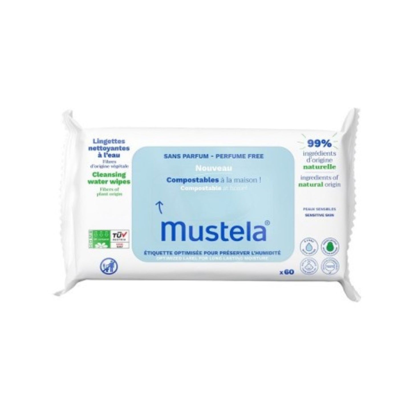 Mustela - Salviette Compostabili Senza Profumo 60pz