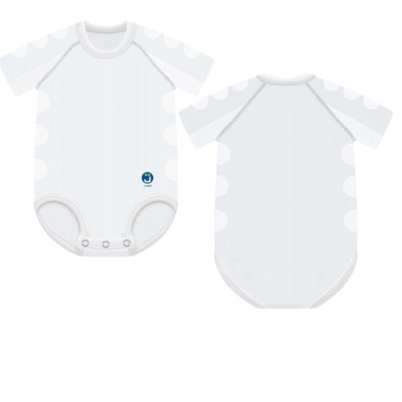 J BIMBI - WHITE DRYARN WARM BODYSUIT 0-36M WITH GRAY SEAMS