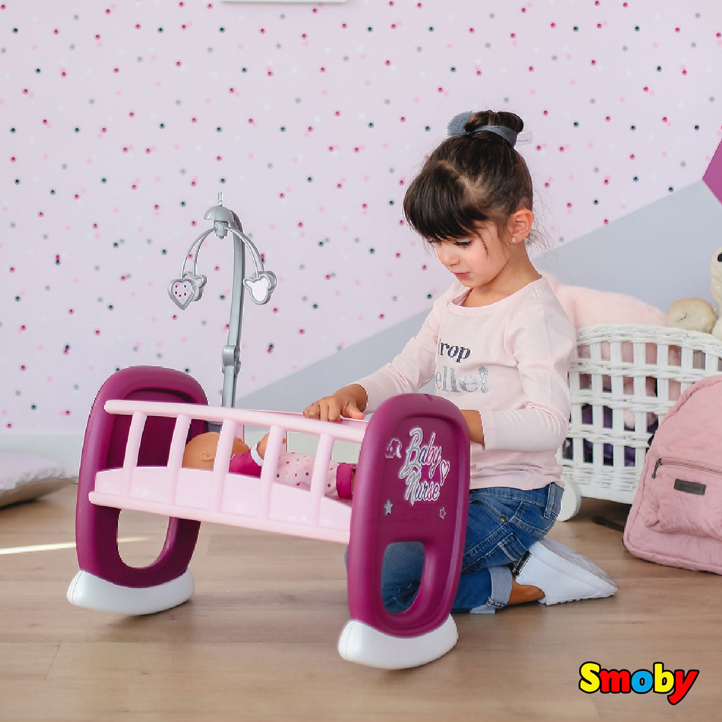 Smoby - Baby Nurse Cradle with Carousel