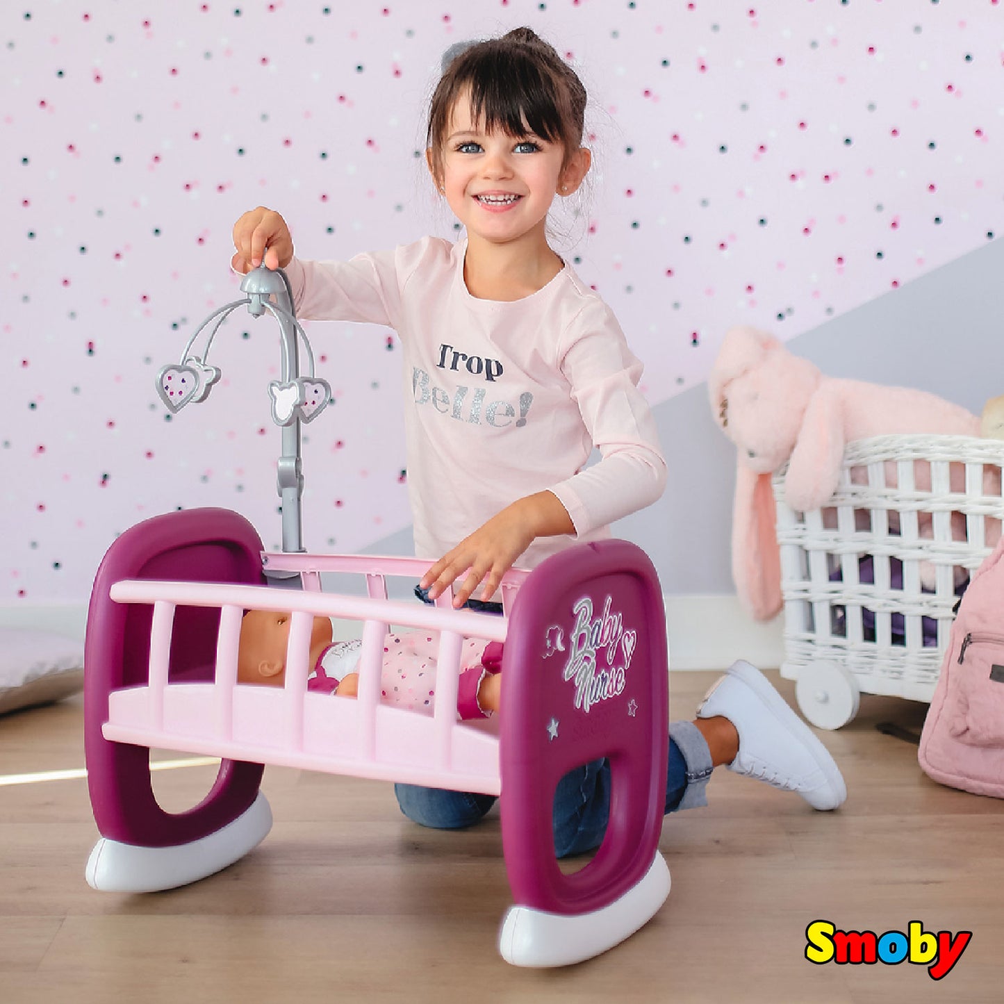 Smoby - Baby Nurse Cradle with Carousel