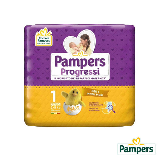 Pampers - Pannolini Progressi Pacco Singolo Taglia 1 Newborn 28pz