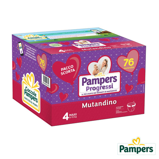 Pampers - Progressi Mutandino Quadripack Taglia 4 Maxi 76pz