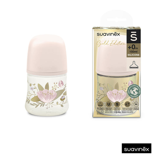 Suavinex - Biberon 150ml flusso lento 0m+ Gold Edition